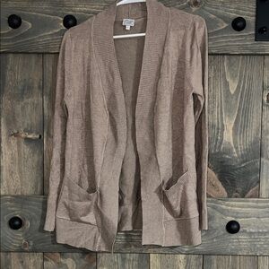 Cielo Light Brown Open Front Cardigan
